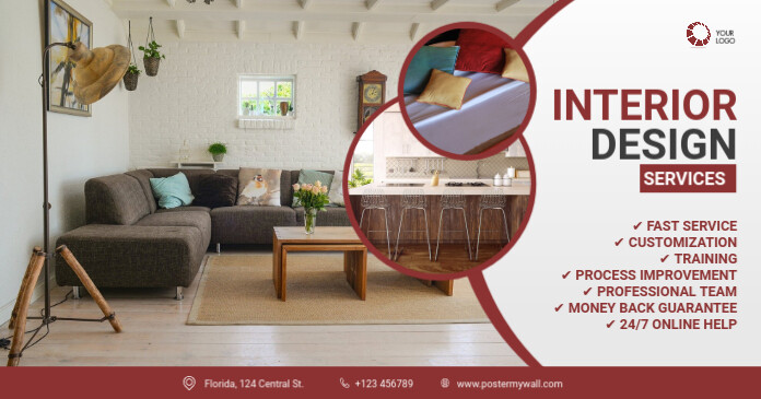 Interior Design Facebook Cover Template delt Facebook-billede