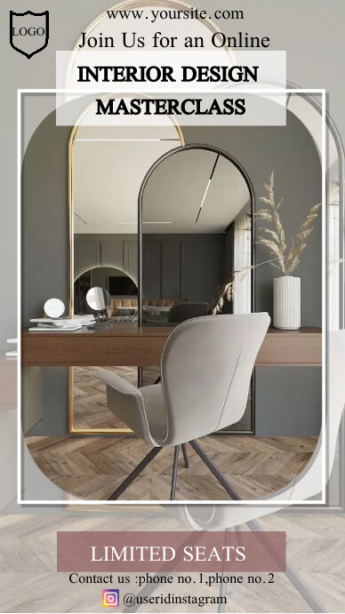 Copy of Interior design online class template | PosterMyWall