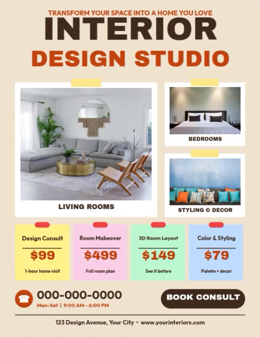Interior Design Studio Flyer Template | PosterMyWall
