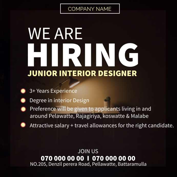 Interior Designer Hiring Facebook post Template | PosterMyWall