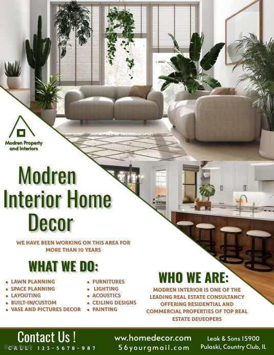 interior home decoration flyer Folder (US Letter) template