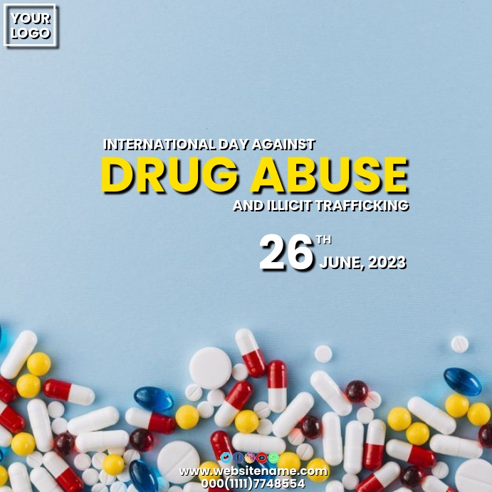 Internaational day against drug abuse/traffic Instagram Post template