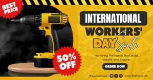 橙色 Internaitonal Workers' Day Sale Banner Portada de evento de Facebook Template
