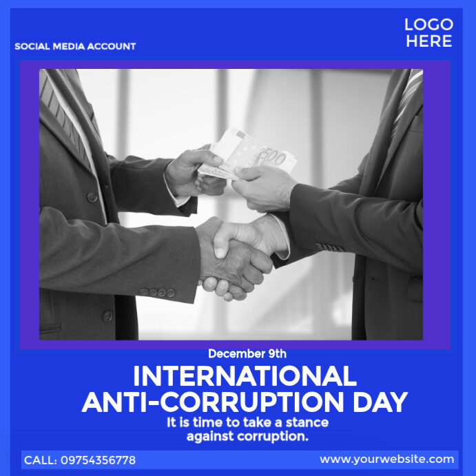International Anti-Corruption Day Instagram Post template