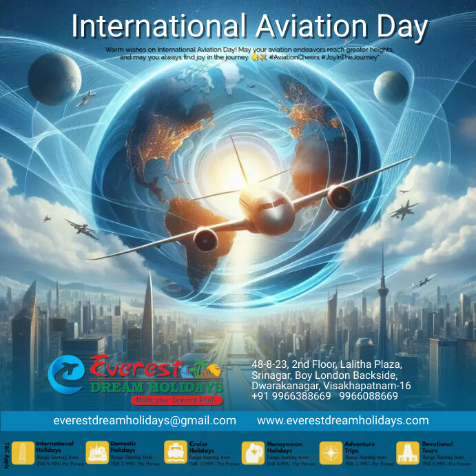 International Aviation Day, Flight, Airlines, Template PosterMyWall