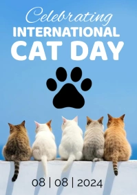International Cat Day - Cat with friends A5 template