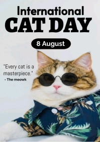 International Cat Day - Chill Cat A5 template