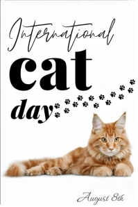 International cat day flyer Pinterest Graphic template