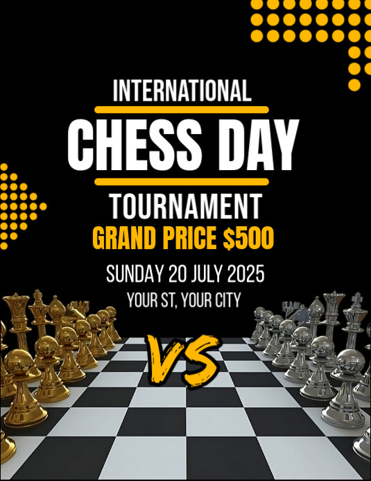 International Chess Day Tournament Template  Flyer (us Letter)