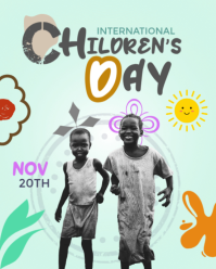 Turquoise International Children's Day Instagram Portrait Template