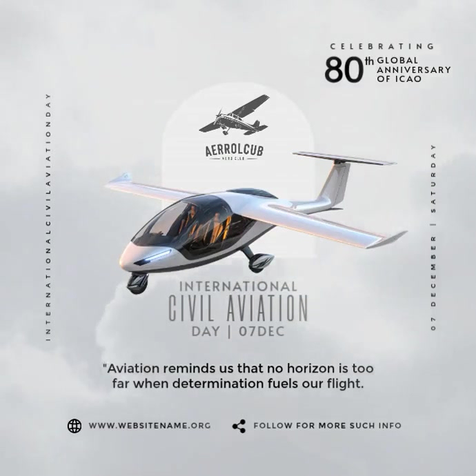 Plantilla de International Civil Aviation Day Post Template | PosterMyWall