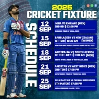 International Cricket Fixtures September 2025 Publicación de Instagram template