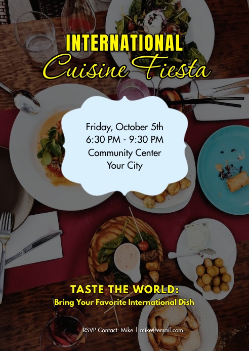 international cuisine potluck party Template | PosterMyWall