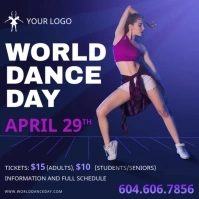 Blue World Dance Day Ballet Instagram Post template