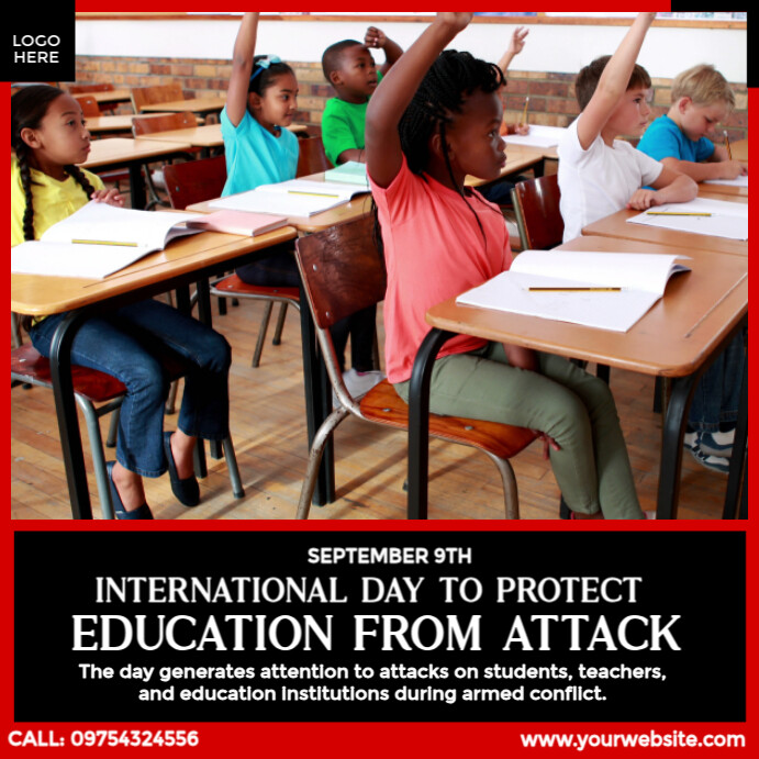 International Day to Protect Education from Attack Publicação no Instagram template