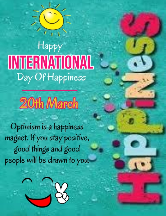 international happiness day, happiness day Flyer (US Letter) template
