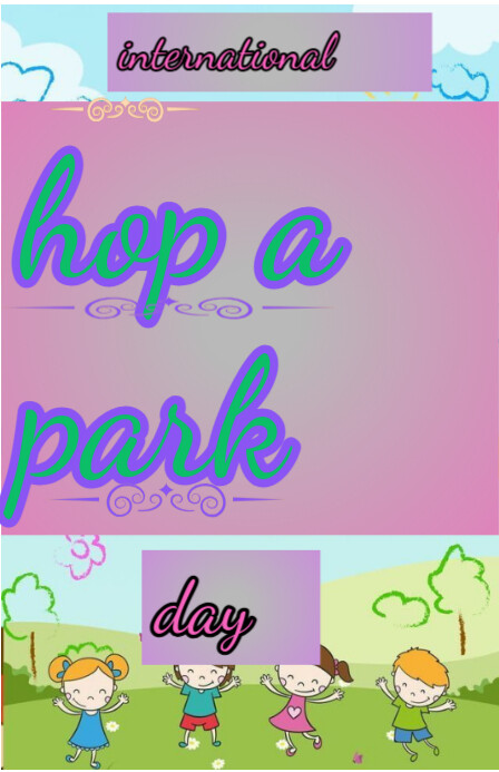 International hop a park day Tablóide template