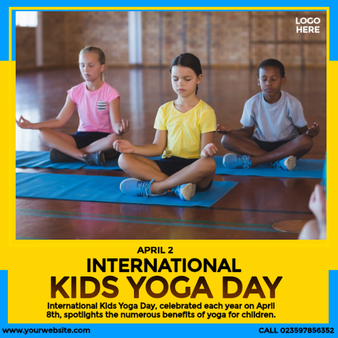 International Kids Yoga Day Template | PosterMyWall
