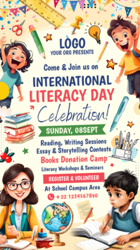 International Literacy Day Template Digitalanzeige (9:16)