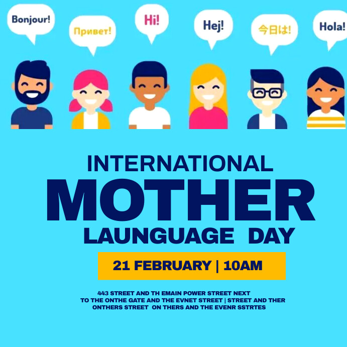 International Mother Language Instagram Post template