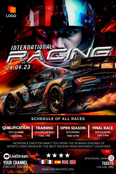 Poster Racing Theme International Racing Tournament Template | PosterMyWall