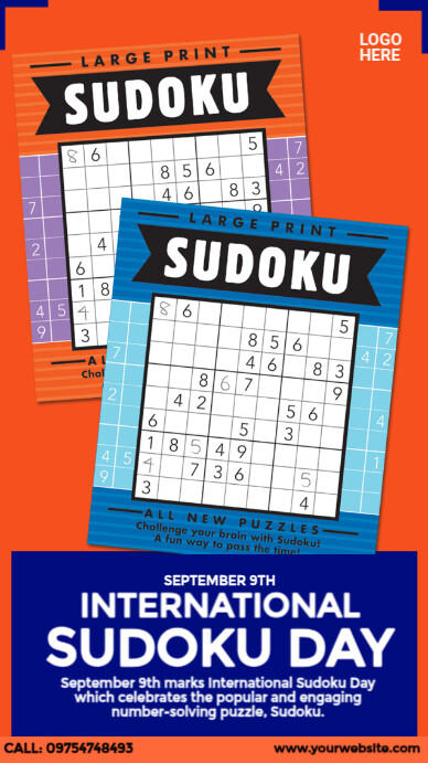 International Sudoku Day Design Instagram Story template