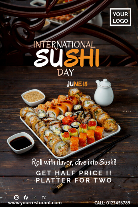 International Sushi Day Template  Poster Iphosta