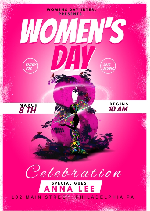 International Women's Day Celebration A6 template