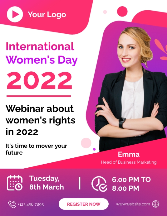 International women's day Webinar Event Flyer template