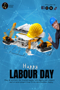 International workers day celebration template design Banner 4' × 6'