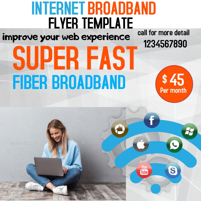 Broadband Flayer With Router internet broadband flyer template | PosterMyWall