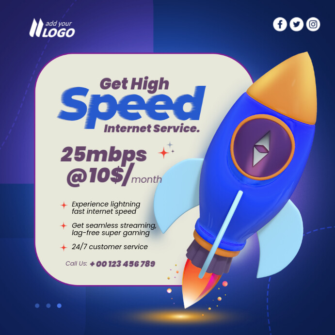 Internet Service Provider Instagram Post template