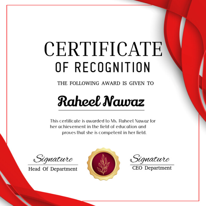 Internship of certificate Publicação no Instagram template