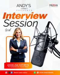 Interview Session Radio Tv Podcast Show Discussion Guest Advertisement Promotion Flyer Template Inst Instagram Portrait