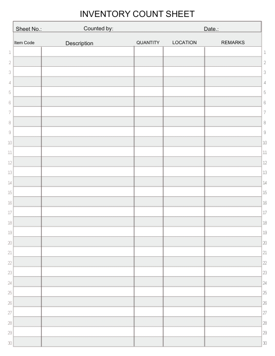 Inventory Count Sheet Template | PosterMyWall