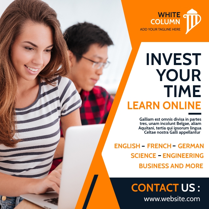 Learning Ad invest your time instagram online learning ad Template | PosterMyWall