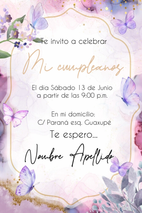 Invitación cumpleaños mujer design template Pinterest Graphic
