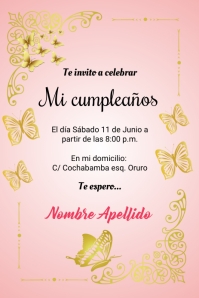 Invitación cumpleaños mujer Gráfico de Pinterest template