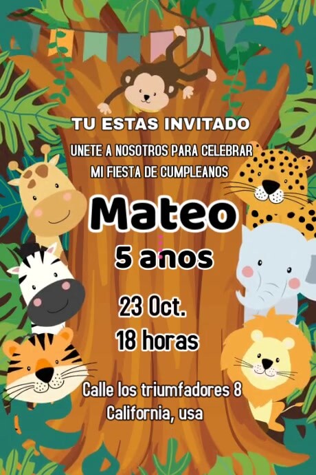 Invitación de cumpleaños de la jungla Poster template