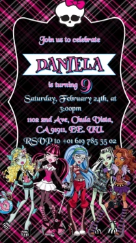 Invitación de Monster high Pantalla Digital (9:16) template