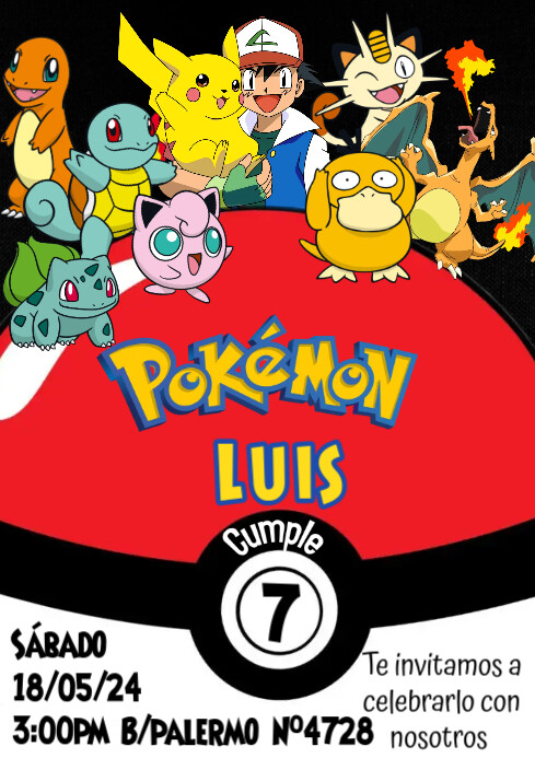 Invitación de Pokemon A4 template