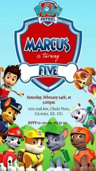 Invitación paw patrol Digital Display (9:16) template