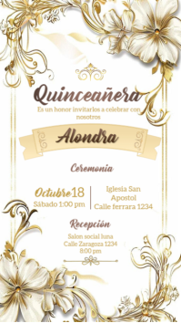 Invitación quinceañera dorada Ekran reklamowy (9:16) template