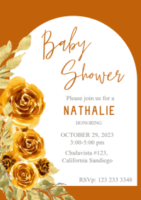 Invitacion baby Shower flores A4 template
