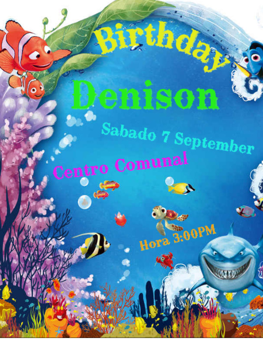 Invitacion de Cumpleaño Nemo Ulotka (US Letter) template