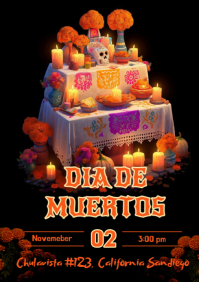 invitacion dia de muertos A4 template