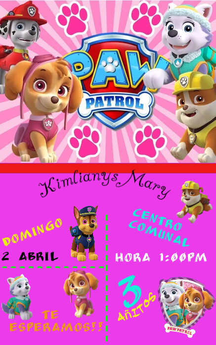 Invitacion Paw Patrol Template | PosterMyWall