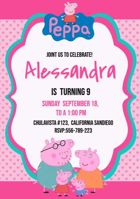 invitacion Peppa pig Template | PosterMyWall