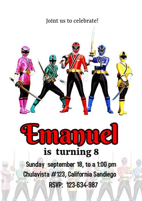 Plantilla de Invitacion power ranger | PosterMyWall