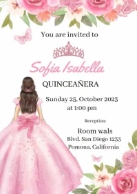 invitacion quinceañera XV A4 template